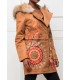 supplier fashion Long coat in suede hood with raccoon fur print