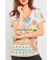 T-shirt top lace summer floral ethnic 101 idées 467Y